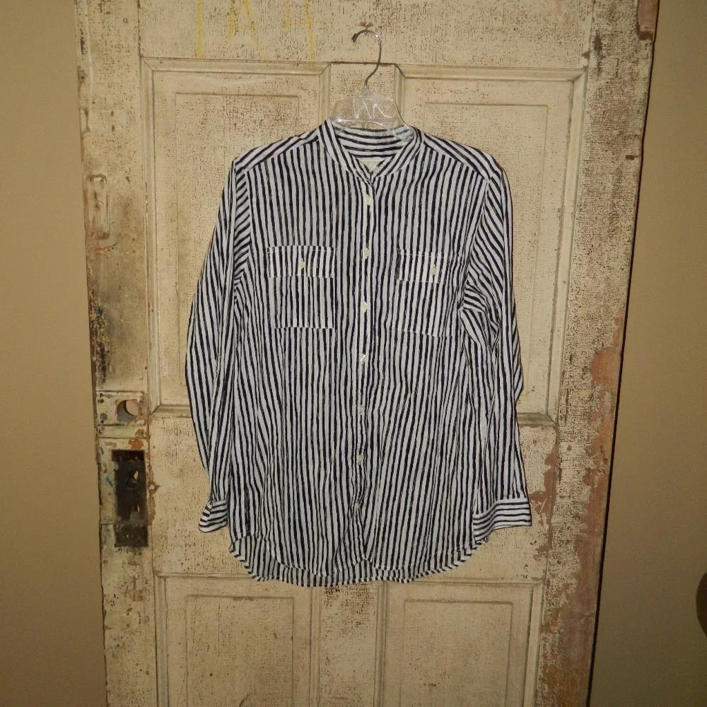 Michael Kors Striped Button Blouse Shirt Size M (Q-40) - Picture 1 of 5